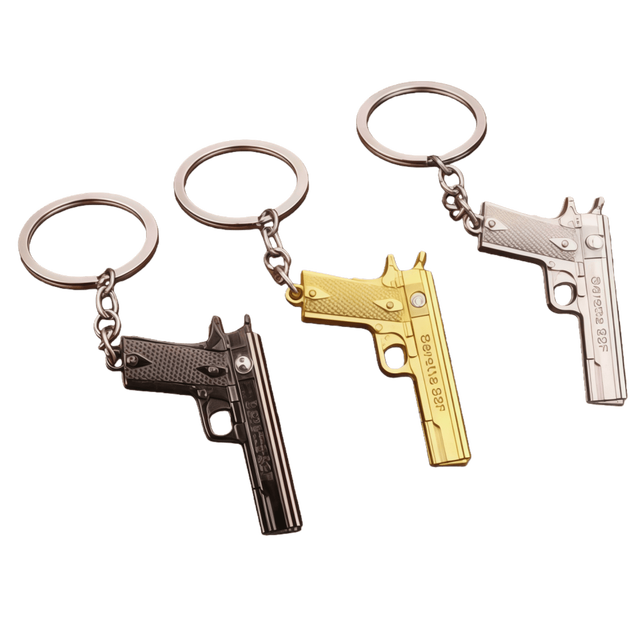Aesthetic Minimalist Miniature Handgun Keychain High End Metal Keyring for Gun Fans Fathers Day Souvenir Backpack Ornament