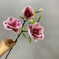 Fleur artificielle YOPIN-8163, branche courte, 3 têtes de magnolia, pour décoration de table