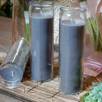 Bougies votives religieuses de qualité économique, 7 jours, en forme de pilier, dans un bocal en verre, en cire de paraffine, sans flamme, pour Pâques et l'église, couleur grise