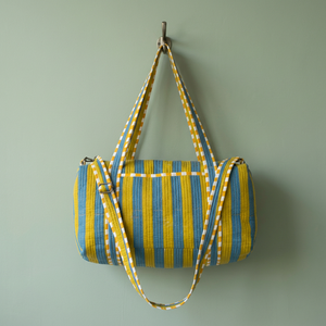 Bolsas de Viaje de Lujo de Algodón para Fin de Semana, Yoga y Gimnasio, con Logotipo y Patrón Personalizados, Estampado a Rayas, Acolchadas, con Cierre, Tipo Duffel - Product Image 3