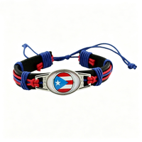 Bracelet tressé personnalisé avec drapeau de Porto Rico, bracelet réglable en corde pour activité scolaire, accessoire de décoration pour la Journée nationale