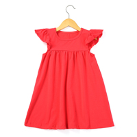 Robe d'été en coton doux pour bébés filles, couleur unie, manches volantées, collection 2021, prête à expédier