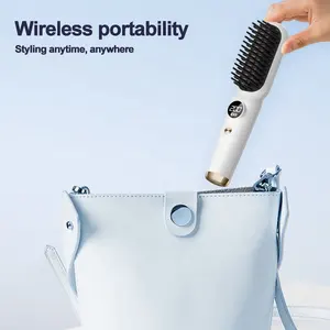 Nouvelle tendance batterie Rechargeable Type C sans fil lisseur brosse cheveux lisseur peigne pour salon de voyage à domicile