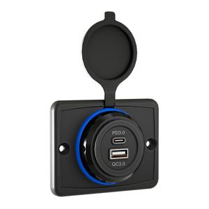 Acessórios para Ônibus: Carregador USB Retangular com Diodo LED Azul/Vermelho 24V para Assento de Ônibus (Tipo C) - Product Image 1