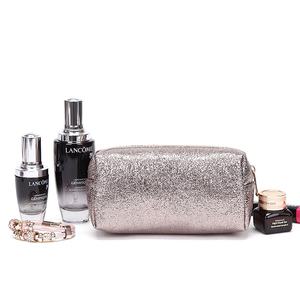 Bolsa de cosméticos de PU metálica martillada Bolsa de maquillaje con logotipo en relieve de 8 pulgadas de cuero PU - Product Image 1