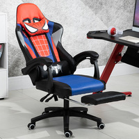 Chaise de Gaming Exécutive Premium Moderne Spider-Man en Cuir PU Style Racing avec Appuie-tête, Coussin Lombaire, Réglage de Hauteur à 3 Niveaux et Piétement en Acier Inoxydable