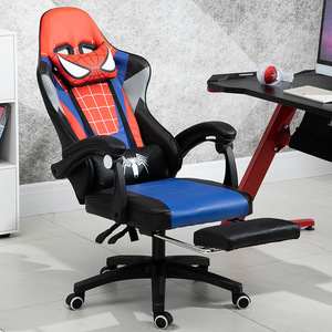 Chaise de Gaming Exécutive Premium Moderne <span class=keywords><strong>Spider</strong></span>-<span class=keywords><strong>Man</strong></span> en Cuir PU Style Racing avec Appuie-tête, Coussin Lombaire, Réglage de Hauteur à 3 Niveaux et Piétement en Acier Inoxydable - Product Image 6
