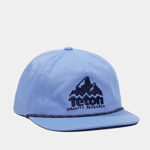 Gorra de Béisbol de 5 Paneles con Visera Plana y Cierre a Presión, Personalizable con Logotipo OEM, de Algodón Azul con Bordado y Cuerda - Product Image 4
