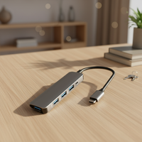 Échantillon disponible, faible MOQ, hub USB 3.0 Type C 4 ports avec port d'alimentation supplémentaire, connecteur en alliage d'aluminium, station d'accueil pour iMac, PC, ordinateur portable