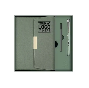 Custom Logo A5 Tri-Fold Business <b>Notebook</b> Gift <b>Set</b> Stylish Leather Journal Multifunction Silk Screen Printed Office Promotional - Product Image 2