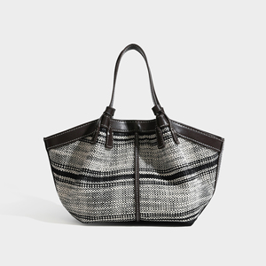 ODM OEM Manufacture Vintage <b>Tweed</b> Panelled Tote Bag Wallet Attachment Elegant Style Summer All Seasons Portable Women's <b>Handbag</b> - Product Image 4