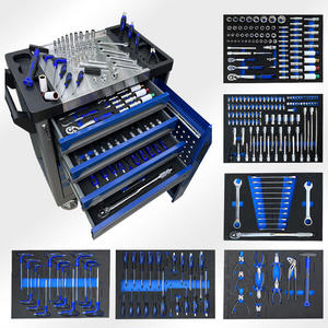Ensemble d'outils à main en acier au carbone de 245 pièces avec chariot à outils mobile et armoire de rangement pour l'entretien d'<span class=keywords><strong>atelier</strong></span>, la réparation mécanique/automobile/maison - Product Image 1