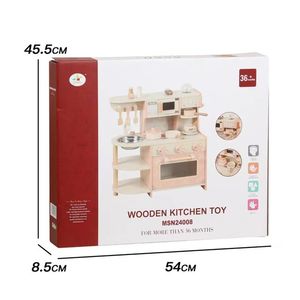 Cute <b>Pink</b> Custom Kids Kitchen Chef Portable Promotional Pretend Play Set with Coffee Machine Microwave Oven Cookware Accessories - Product Image 5