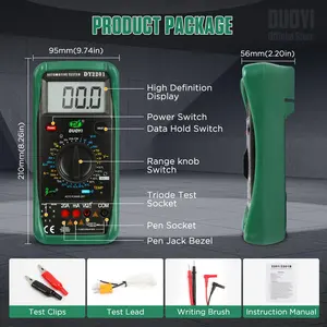 Duoyi Dy2201 Digitale Automotive <span class=keywords><strong>Tester</strong></span> Multimeter 500-10000 Rpm <span class=keywords><strong>Dwell</strong></span> Hoek Temperatuurmeter Multimeter Bescherming Tegen Overbelasting - Product Image 6