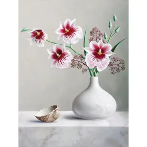 Elmas boyama yeni çiçek orkide 5D DIY elmas nakış vazo resimleri ev dekor için Rhinestones mozaik hızlı Modern