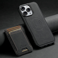 SUTENI untuk iPhone 18 Pro Max Casing Ponsel Pengisi Daya Nirkabel Magnetik Pita Elastis Tempat Kartu Penyangga Kulit Imitasi 17 16 Plus 15 14 13