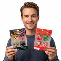 Cadeau de Noël Halloween Jouets promotionnels en caoutchouc souple à quatre compartiments Jouets anti-stress à presser pour garçons et filles Emballage boîte bonbons maltés