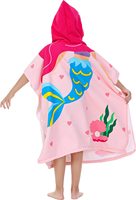 Maillots de bain pour garçons et filles, cape avec sac à cordon, grand bain à thème requin blanc, Poncho à capuche pour enfants, serviette de plage
