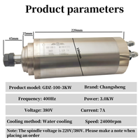 Moteur de broche à onduleur 380V 3.0kW ER20, diamètre 100mm, neuf, pour perçage CNC, divers kits de broches CNC GDZ-100-3.0