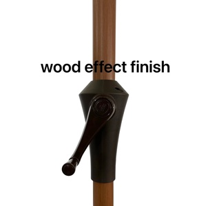 Parasol de terrasse design moderne 2,2 m, mât en aluminium, finition effet <span class=keywords><strong>bois</strong></span> avec <span class=keywords><strong>tuiles</strong></span> <span class=keywords><strong>et</strong></span> manivelle, <span class=keywords><strong>auvent</strong></span> résistant aux UV, couleur huître - Product Image 6