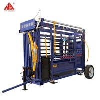 Cage de contention manuelle pour bétail, portable, avec roues, pour les petites exploitations d'agroalimentation bovine et laitière