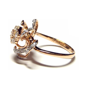 HongKong KOK Classic Flower Shape Design 18k Rose White Gold Diamond Cluster Rings Pave Setting for Women's Wedding Anniversary - Product Image 2