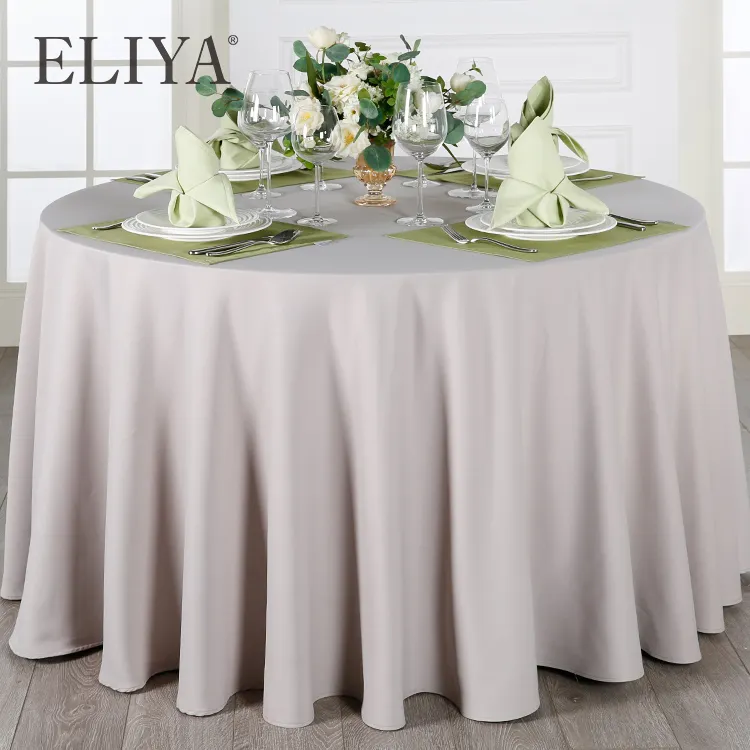 Toalhas de mesa redondas 120 ", elegante decoração cinza