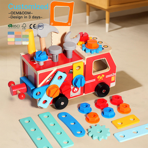 Jouets éducatifs en bois EDULAND OEM ODM Montessori pour l'éducation précoce des enfants, outils de démontage, voiture, camion, vis, développement de la motricité manuelle - Product Image 2
