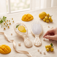 Brosse à cheveux en acétate à coussin d'air, motif fruit personnalisé délicat, peigne de massage portable pour filles, utilisation en voyage C0266
