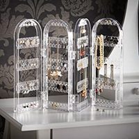 Belle pliable acrylique bijoux boucle d'oreille collier cintre organisateur support plateau armoire présentoir