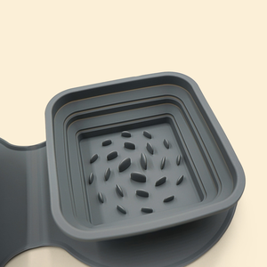 Bol pour chien pliable en silicone pratique pour les voyages en plein air, tapis de voyage pour animaux de compagnie, flexible, antidérapant, double bol pour chien - Product Image 3