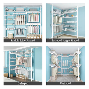 Sistem Lemari Pakaian Modern Berkualitas Tinggi dari Logam, Kombinasi Kustom untuk Kamar Tidur, Sistem Lemari dengan Batang Gantung DIY - Product Image 4