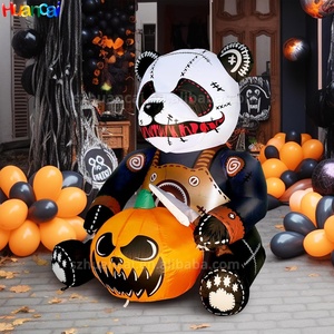 4ft Kinh Dị Halloween Inflatable <span class=keywords><strong>Panda</strong></span> bí ngô kỳ nghỉ trang trí Inflatable ma mặt với LED ánh sáng nhà máy giá bán buôn - Product Image 2