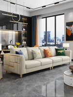 Ensemble de canapé sectionnel en cuir capitonné de luxe en forme de L contemporain pour le salon