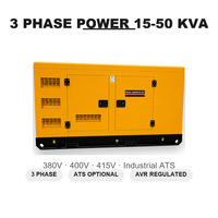 3-Phasen Dieselgenerator 15kVA 20kVA 25kVA 30kVA 40kVA 50kVA Wassergekühlter Schallgedämpfter Generator 380V 400V 415V Industrielles ATS