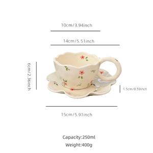 Taza de Café de Cerámica Pintada a Mano Estilo Coreano, Taza de Porcelana Irregular con Asa, Taza para Latte, Taza de Desayuno de Alta Calidad, Herramienta para Cupcakes - Product Image 6