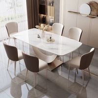 Ensemble de salle à manger de luxe moderne avec table à manger, table en pierre frittée 8 places, accents européens et sièges confortables
