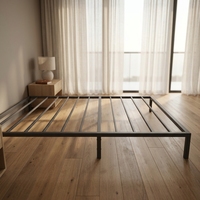 Cadre de lit en métal peu encombrant à hauteur réduite, démontable, assemblage facile, sommier à lattes pour chambre secondaire