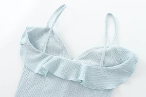 QSY 2025 Bl E Color Spaghetti Strap R Ffle Venta caliente Cas Al Fashion Tank Top para mujer - Product Image 5