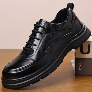 Nuevos Zapatos Oxford de Invierno para Hombre, de Alta Calidad, Cómodos, de Cuero Genuino, Estilo Británico, con Suela Gruesa, Formales para Negocios - Product Image 3