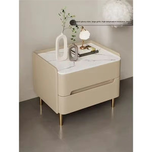 ตู้ข้างเตียงไม้จริงสไตล์อิตาเลียนยุคกลาง  ทันสมัย เป็นมิตรกับสิ่งแวดล้อม หุ้มหนัง พร้อมที่เก็บของ สำหรับห้องนอน ตู้ข้างเตียงสุดหรู - Product Image 3