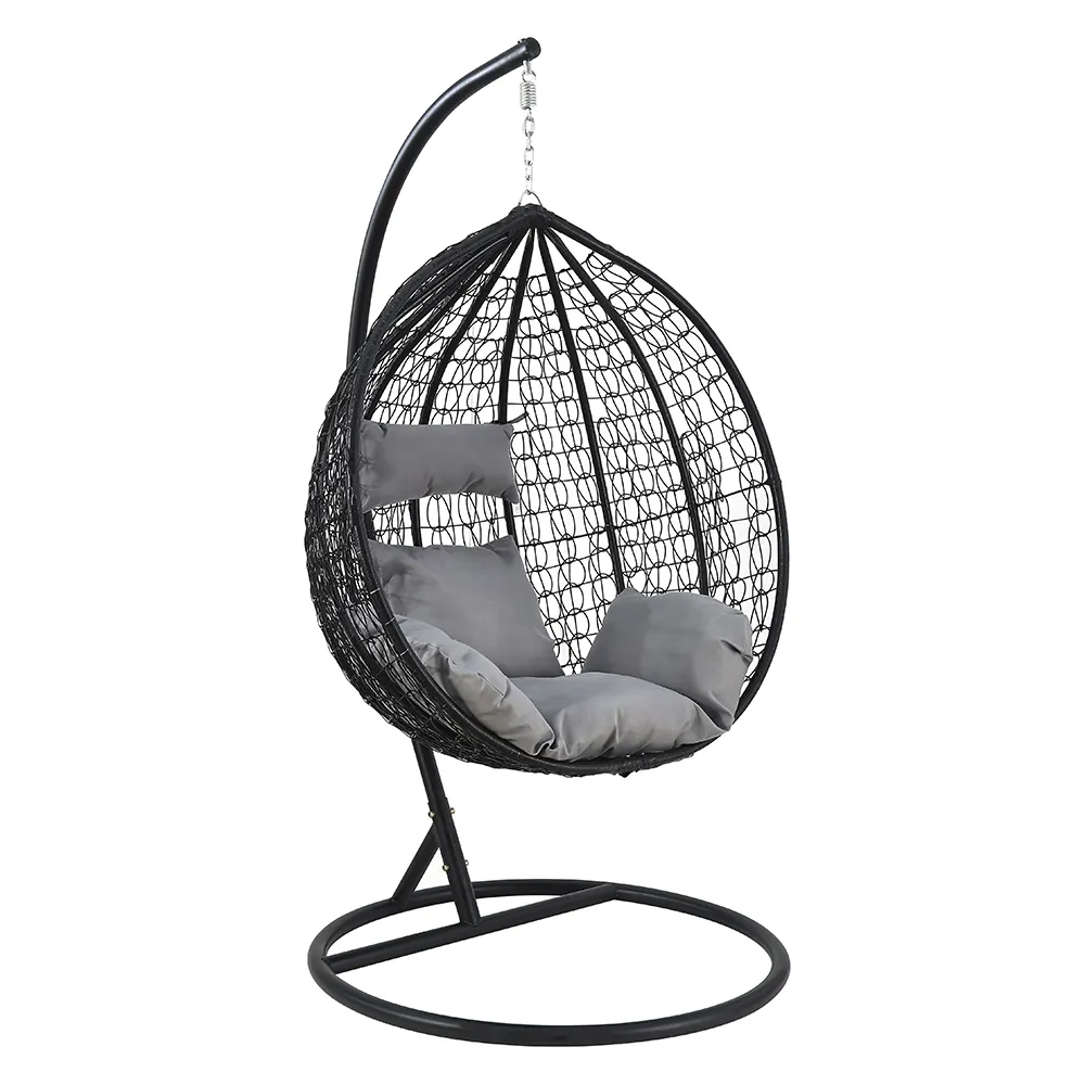 Outdoor Rattan Móveis Jardim Pendurado Egg Chair Swing com suporte