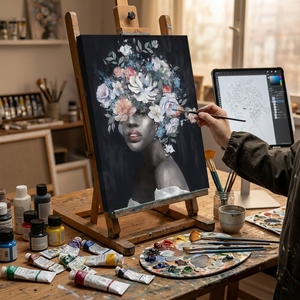 Wholesale Black Modern Eco-friendly Portrait DIY Digital Oil Acrylic Paint <strong>Arida</strong> Pigment Canvas Frame Option for Adults Home - Product Image 2