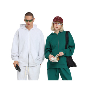 Sweat à capuche zippé imprimé anti-plis à manches longues bouclées 100 % coton de haute qualité, style français, pour le printemps et la chaleur. - Product Image 3