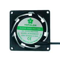 Yofolon usine personnalisé 220V 80x80x25mm roulement à billes Ac ventilateur axial 110V AC flux d'air sans brosse puissant ventilateur de refroidissement AC