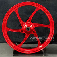 Roues de moto sportives en aluminium forgé de 17 pouces, fabriquées directement par BJXL, rouge brillant, 5 rayons creux, pour Yamaha YZF R1