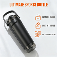 Bouteille d'eau isotherme personnalisée 20oz en acier inoxydable de qualité alimentaire avec poignée, idéale pour la gym et l'extérieur, avec impression de design sur le shaker.