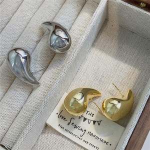 2023 Women Trendy <b>Teardrop</b> Bold <b>Stud</b> <b>Earrings</b> Chunky 18k Gold Plated Stainless Steel Tear Drop <b>Earrings</b> - Product Image 2