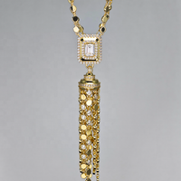 Collier vintage en argent 925 avec pendentif à pompon, pierre CZ taille émeraude et chaîne à maillons perlés, élégant et remarquable, pour commande en gros
