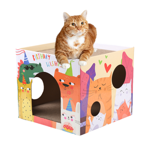 2 in 1 <span class=keywords><strong>Cat</strong></span> Play House Wellpappe Scratcher Box für zwei Katzen schlafen - Product Image 1